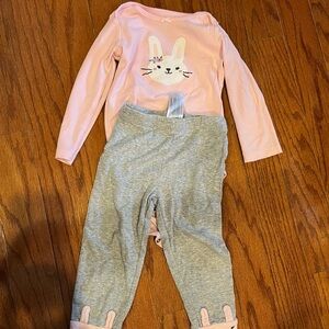 Carter's Pink and Gray Bunny Matching Set
